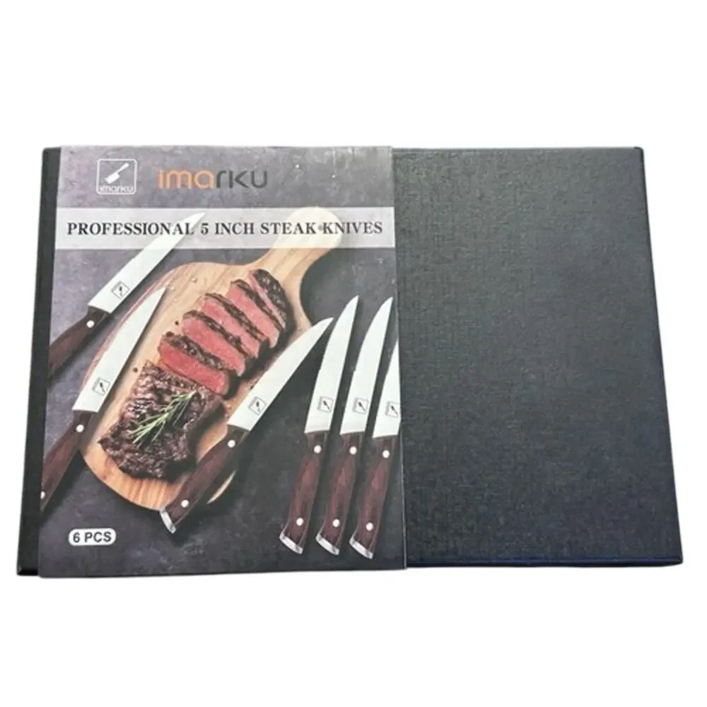 imarku Steak Knives Set of 6, 9-Inch Serrated Steak Knife Set, Japanese High Car